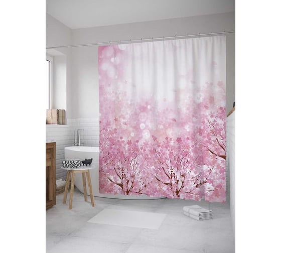 Штора (занавеска) для ванной JoyArty "Градиентные деревья" из сатена, 180х200 см с крючками, sc_35535 1