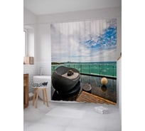 Штора (занавеска) для ванной JoyArty "Отдых с комфортом" из сатена, 180х200 см с крючками, sc_34955