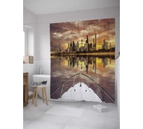 Штора (занавеска) для ванной JoyArty "Вид с яхты" из сатена, 180х200 см с крючками, sc_36542