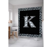 Штора (занавеска) для ванной JoyArty "Буква K" из сатена, 180х200 см с крючками, sc_3470K