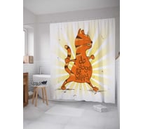 Штора (занавеска) для ванной JoyArty "Счастье йоги" из сатена, 180х200 см с крючками, sc_36562