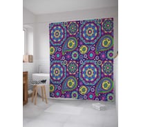 Штора (занавеска) для ванной JoyArty "Орнаментальные буты" из сатена, 180х200 см с крючками, sc_36869