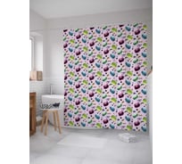 Штора (занавеска) для ванной JoyArty "Цветные пирожные" из сатена, 180х200 см с крючками, sc_32034