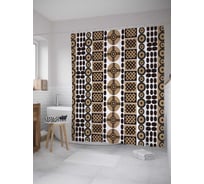 Штора (занавеска) для ванной JoyArty "Круги в орнаменте" из сатена, 180х200 см с крючками, sc_34778