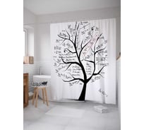 Штора (занавеска) для ванной JoyArty "Дерево формул" из сатена, 180х200 см с крючками, sc_37804