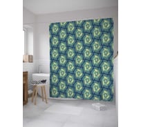 Штора (занавеска) для ванной JoyArty "Геометрические шестеренки" из сатена, 180х200 см с крючками, sc_36548