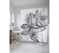 Штора (занавеска) для ванной JoyArty "лепестки дудл" из сатена, 180х200 см с крючками, sc_36497