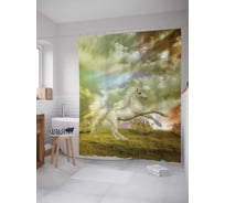 Штора (занавеска) для ванной JoyArty "Райский конь" из сатена, 180х200 см с крючками, sc_3848