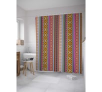 Штора (занавеска) для ванной JoyArty "Вертикальный орнамент" из сатена, 180х200 см с крючками, sc_36602