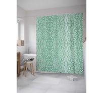 Штора (занавеска) для ванной JoyArty "Мятные цветы" из сатена, 180х200 см с крючками, sc_33385