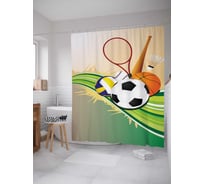 Штора (занавеска) для ванной JoyArty "Подвижные спортивные игры" из сатена, 180х200 см с крючками, sc_5143
