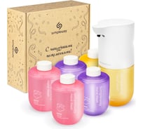 Набор подарочный SimpleWay дозатор для ванной с набором мыла микс 6 шт, голубой, желтый, розовый SW99848