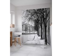 Штора (занавеска) для ванной JoyArty "Зимняя улица" из сатена, 180х200 см с крючками, sc_38165