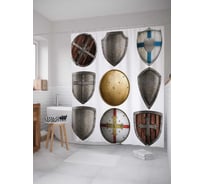 Штора (занавеска) для ванной JoyArty "Средневековые щиты" из сатена, 180х200 см с крючками, sc_9477