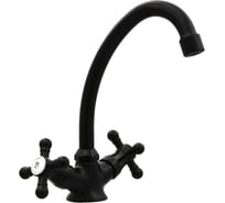 Смеситель елочка ЦС СМ 25ш К Мет_Крест излив D18, черный СМ507246