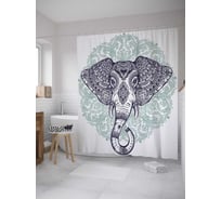 Штора (занавеска) для ванной JoyArty "Мудрый слон" из сатена, 180х200 см с крючками, sc_35391