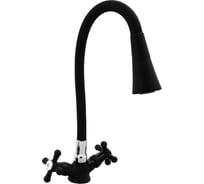 Смеситель елочка ЦС СМ 25ш К Мет_Крест излив гибкий, черный BELLA СМ507249