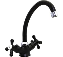 Смеситель елочка ЦС СМ 25ш К Мет_Крест излив D18, хром/черный СМ507248