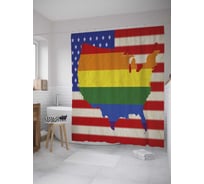 Штора (занавеска) для ванной JoyArty "Радужная карта на флаге США" из сатена, 180х200 см с крючками, sc_33703