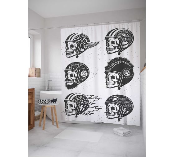 Штора (занавеска) для ванной JoyArty "Гонщики смерти" из сатена, 180х200 см с крючками, sc_9938