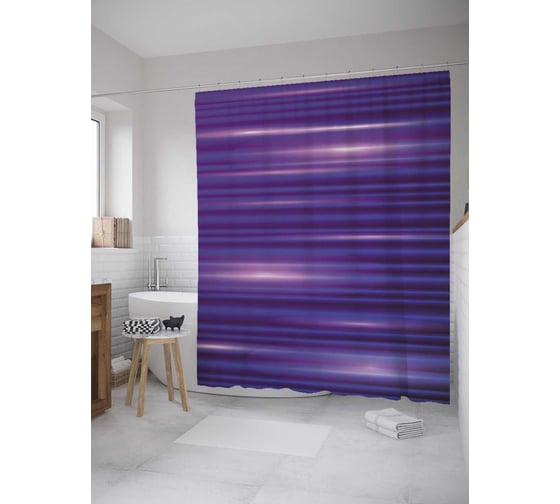 Штора (занавеска) для ванной JoyArty "Блики на полосках" из сатена, 180х200 см с крючками, sc_35071 1