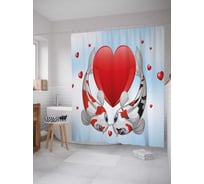 Штора (занавеска) для ванной JoyArty "Влюбленные карпы" из сатена, 180х200 см с крючками, sc_38771