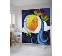 Штора (занавеска) для ванной JoyArty "Натальное единение" из сатена, 180х200 см с крючками, sc_35680