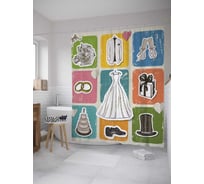 Штора (занавеска) для ванной JoyArty "Свадебная атрибутика" из сатена, 180х200 см с крючками, sc_35167