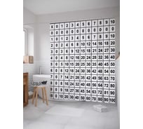 Штора (занавеска) для ванной JoyArty "Умножение в столбик" из сатена, 180х200 см с крючками, sc_37774