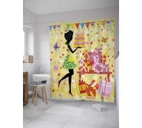 Штора (занавеска) для ванной JoyArty "В ожидании гостей" из сатена, 180х200 см с крючками, sc_34325