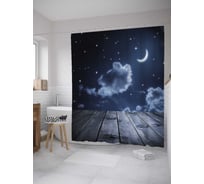 Штора (занавеска) для ванной JoyArty "Полуночный причал" из сатена, 180х200 см с крючками, sc_35338