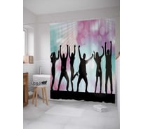 Штора (занавеска) для ванной JoyArty "Диско в разгаре" из сатена, 180х200 см с крючками, sc_4636