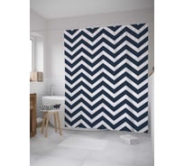 Штора (занавеска) для ванной JoyArty "Монотонные зигзаги" из сатена, 180х200 см с крючками, sc_33445