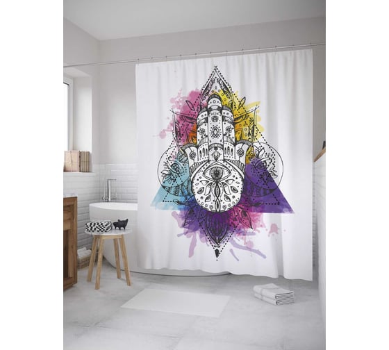 Штора (занавеска) для ванной JoyArty "Акварельная защита" из сатена, 180х200 см с крючками, sc_35438 1