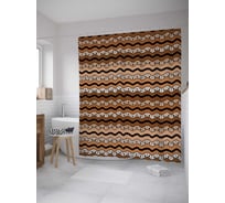 Штора (занавеска) для ванной JoyArty "Лохматые волны" из сатена, 180х200 см с крючками, sc_34776