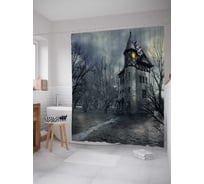 Штора (занавеска) для ванной JoyArty "Готический замок" из сатена, 180х200 см с крючками, sc_4592