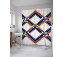 Штора (занавеска) для ванной JoyArty "Орнамент из полос" из сатена, 180х200 см с крючками, sc_36572
