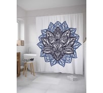 Штора (занавеска) для ванной JoyArty "Орнаментальный лотос" из сатена, 180х200 см с крючками, sc_35442