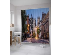 Штора (занавеска) для ванной JoyArty "Вечерняя старая улочка" из сатена, 180х200 см с крючками, sc_36578