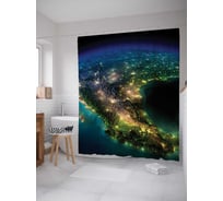 Штора (занавеска) для ванной JoyArty "Мексика из космоса" из сатена, 180х200 см с крючками, sc_6435