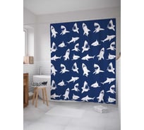 Штора (занавеска) для ванной JoyArty "Челюсти акулы" из сатена, 180х200 см с крючками, sc_38028