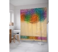 Штора (занавеска) для ванной JoyArty "Мираж с завитками" из сатена, 180х200 см с крючками, sc_3895