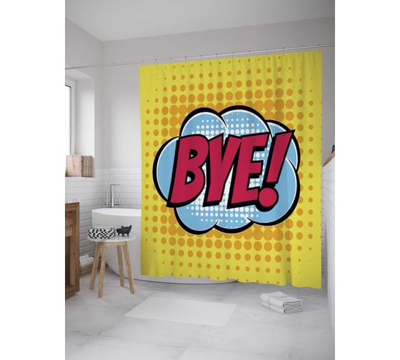 Штора (занавеска) для ванной JoyArty "Прощание" из сатена, 180х200 см с крючками, sc_34658 1