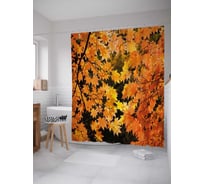 Штора (занавеска) для ванной JoyArty "Кленовые ветви" из сатена, 180х200 см с крючками, sc_37671