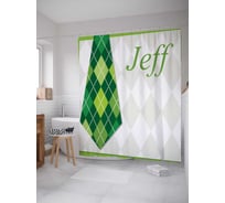 Штора (занавеска) для ванной JoyArty "Галстук в ромбиках" из сатена, 180х200 см с крючками, sc_3984