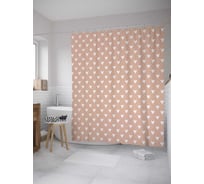 Штора (занавеска) для ванной JoyArty "Ткань в горошек" из сатена, 180х200 см с крючками, sc_33046