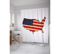 Штора (занавеска) для ванной JoyArty "Флаг Америки на карте" из сатена, 180х200 см с крючками, sc_38051