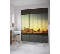 Штора (занавеска) для ванной JoyArty "Веранда с видом на мост" из сатена, 180х200 см с крючками, sc_34826