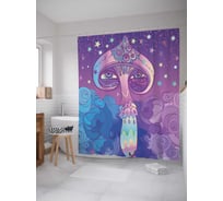 Штора (занавеска) для ванной JoyArty "Поганка с глазами" из сатена, 180х200 см с крючками, sc_36843