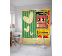 Штора (занавеска) для ванной JoyArty "Сердечный робот" из сатена, 180х200 см с крючками, sc_37351